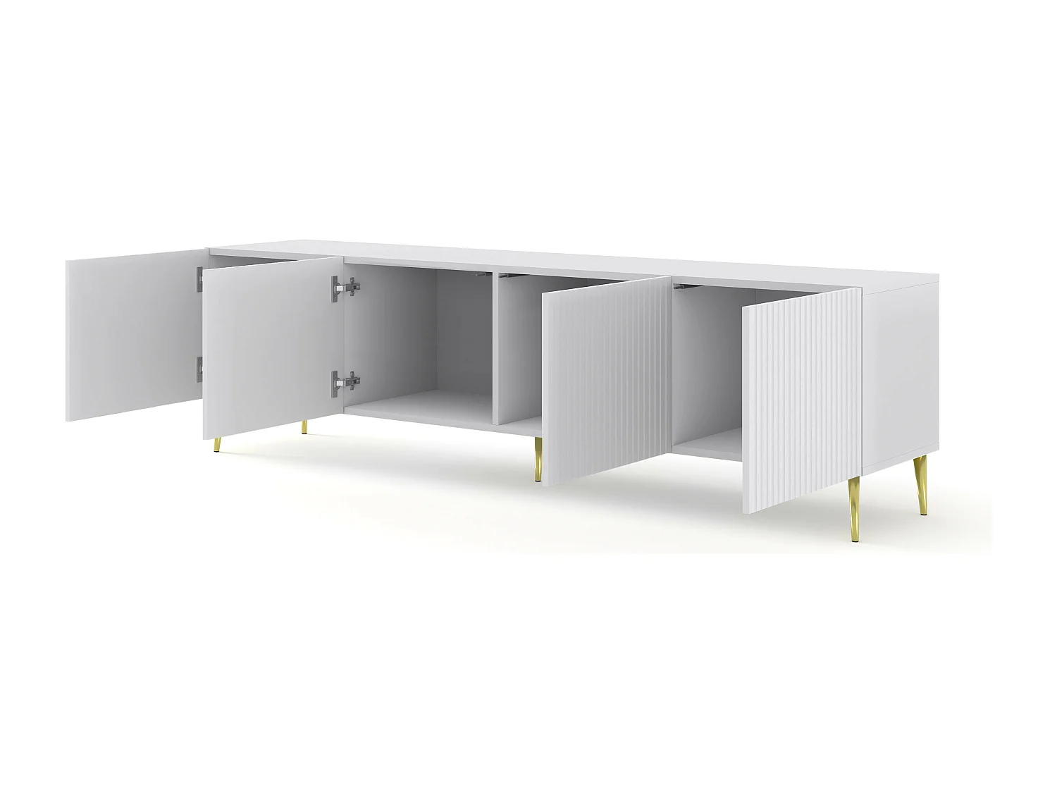 Tavolo TV RavennaB 200x42x56 Bianco & Crema