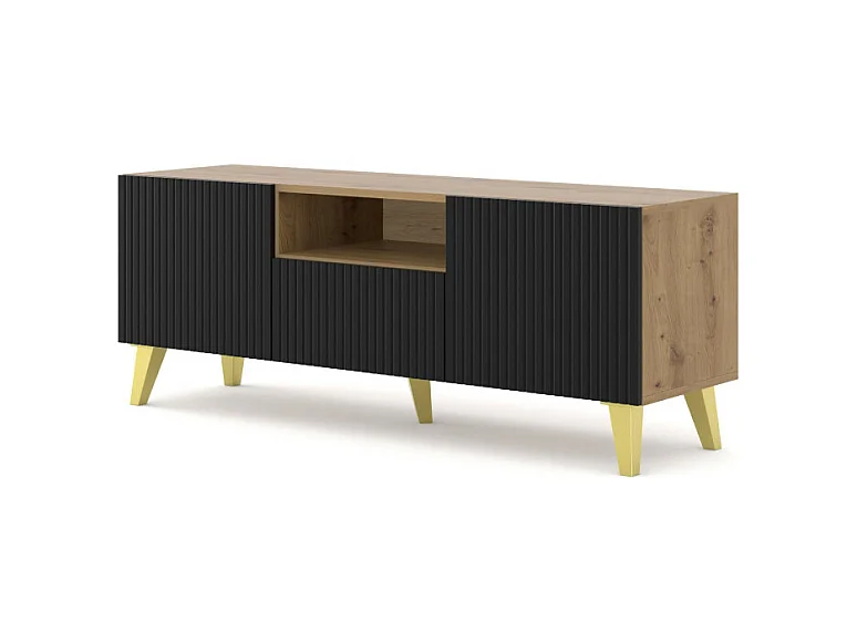 Mesa TV Ravenna PB RTV150 2D1S 150x42x56 Crema & Negro & Dorado