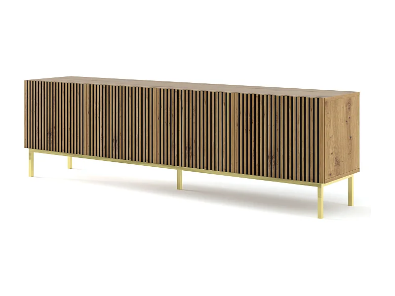 Fernsehtisch RavennaF 200x42x58 Creme & Schwarz & Golden