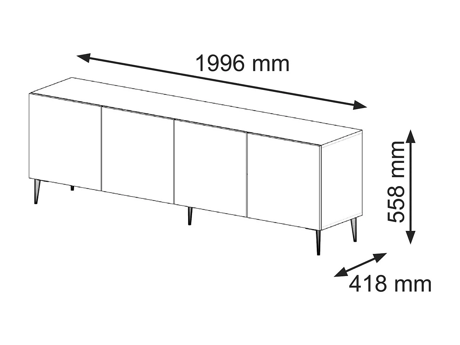 Mesa TV RavennaC 200x42x56 Blanco & Negro