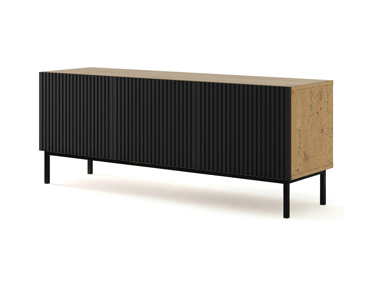 Table de télévision RavennaB 150x42x58 Crème & Noir