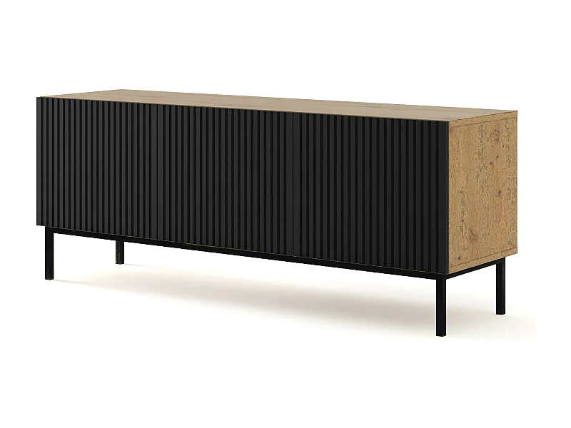 Table de télévision RavennaB 150x42x58 Crème & Noir