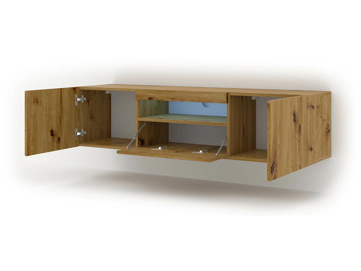 Aurus Wood 3-deurs LED TV wandmeubel 150 cm