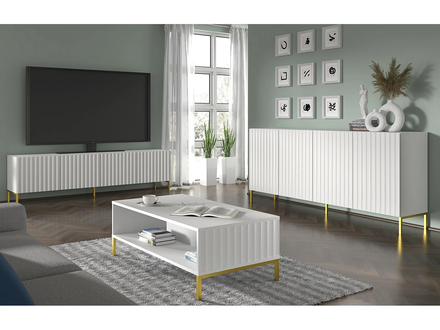 Fernsehtisch WAVE RTV200 4D 200x42x56 Weiss