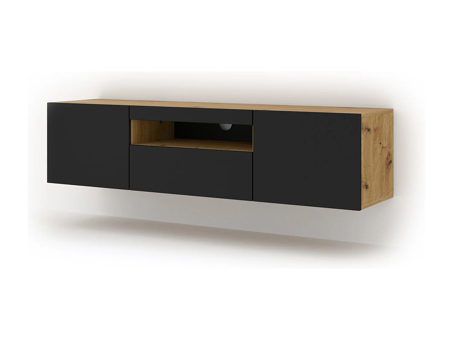 Aurus Zwart en Hout 3-deurs TV-element voor wandmontage 150 cm