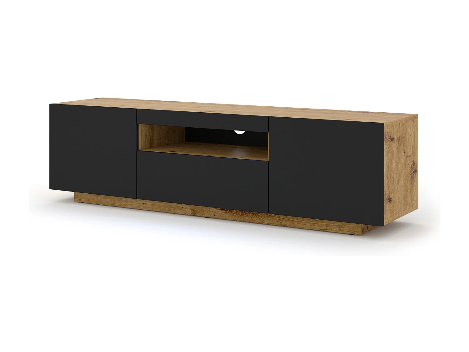 Aurus Zwart en Hout 3-deurs TV-element voor wandmontage 150 cm