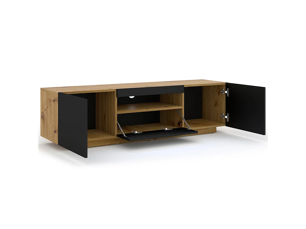 Table de télévision AURA 150x37x42 AUCUNE LED Crème & Noir