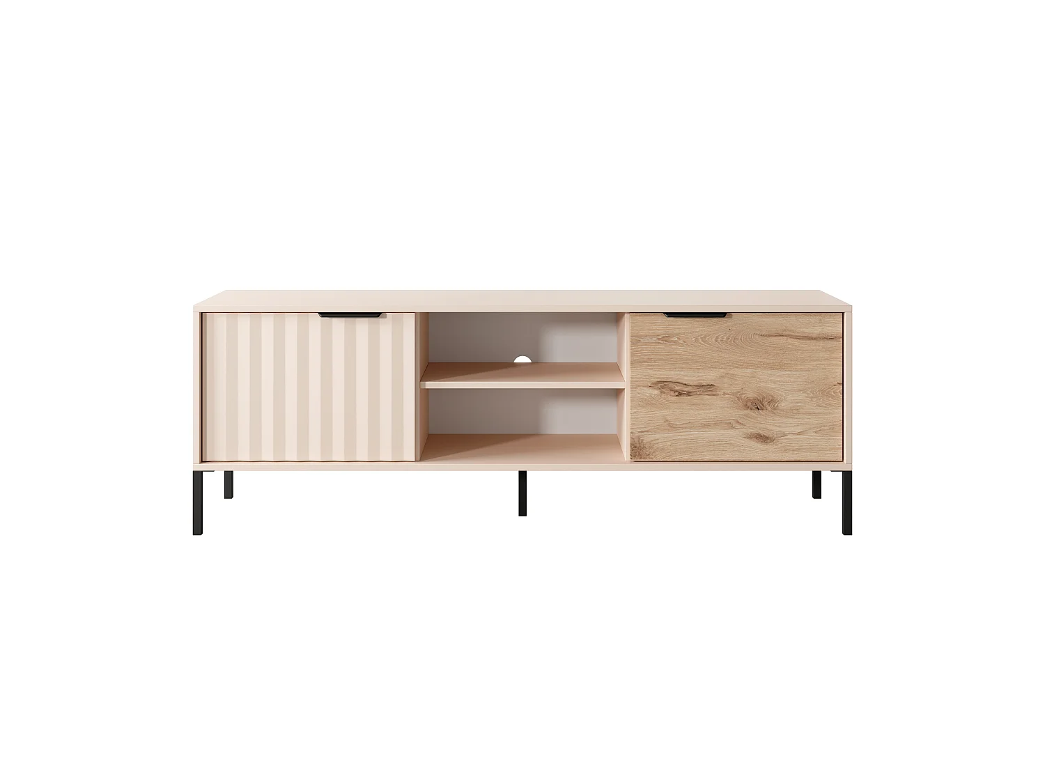 Table de télévision RAVE 153 2DB 154x40x54 Crème & Noir