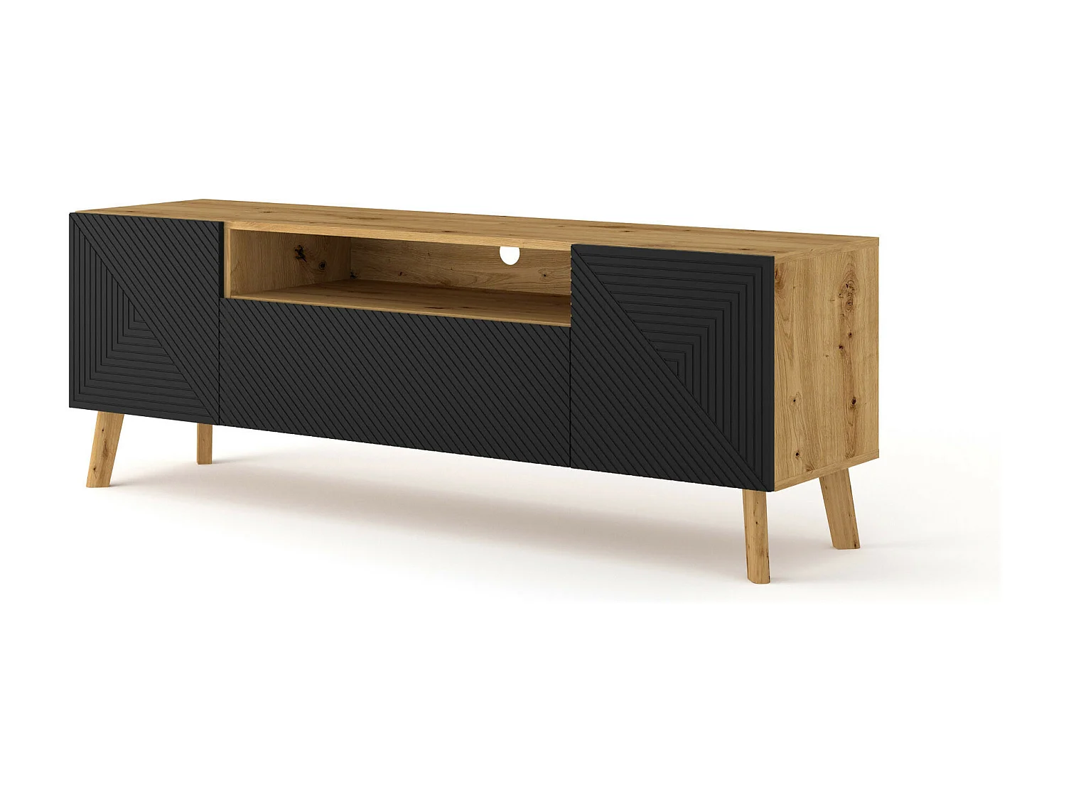 Nexa Wood en Zwart 3-deurs TV-meubel 160 cm