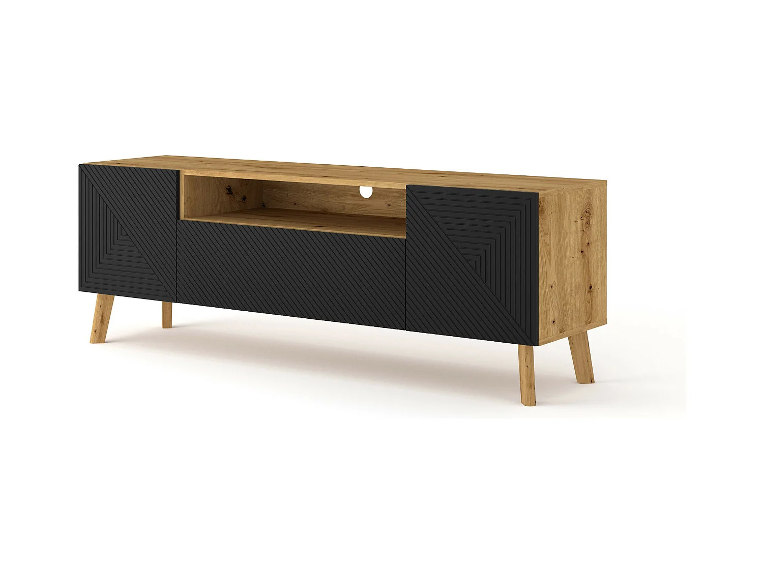 Table de télévision LUXI 160x42x56 Crème & Noir