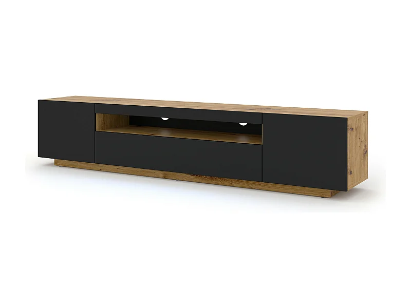 Aurus Zwart en Hout 3-deurs TV-element voor wandmontage, 200 cm