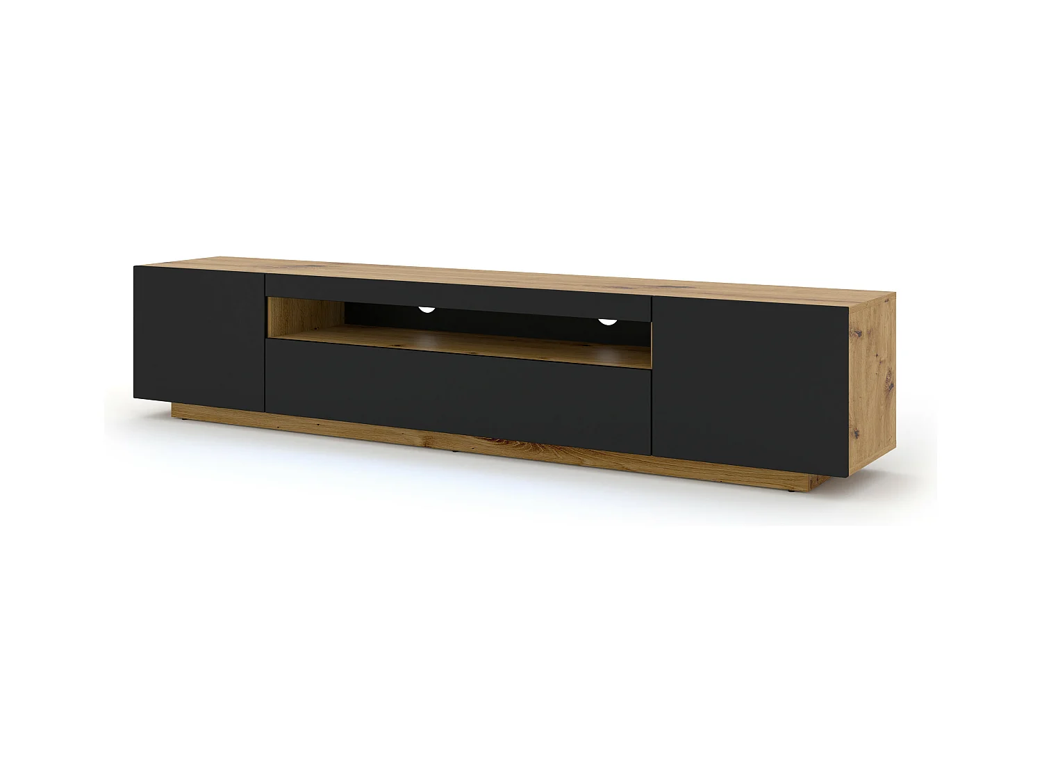 Table de télévision AURA 200x37x42 AUCUNE LED Crème & Noir