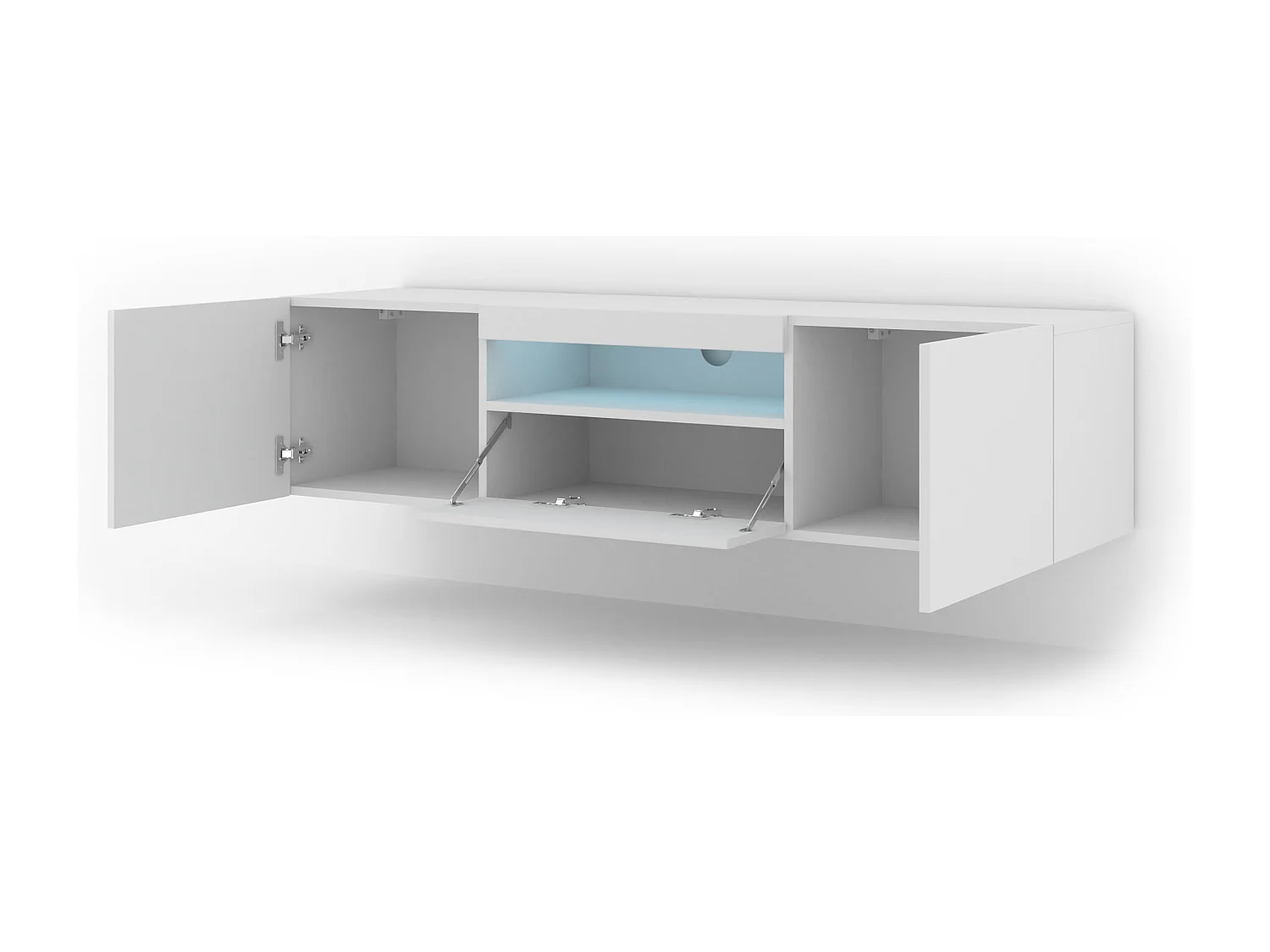 Aurus Wit 3-deurs LED TV-wandmeubel 150 cm