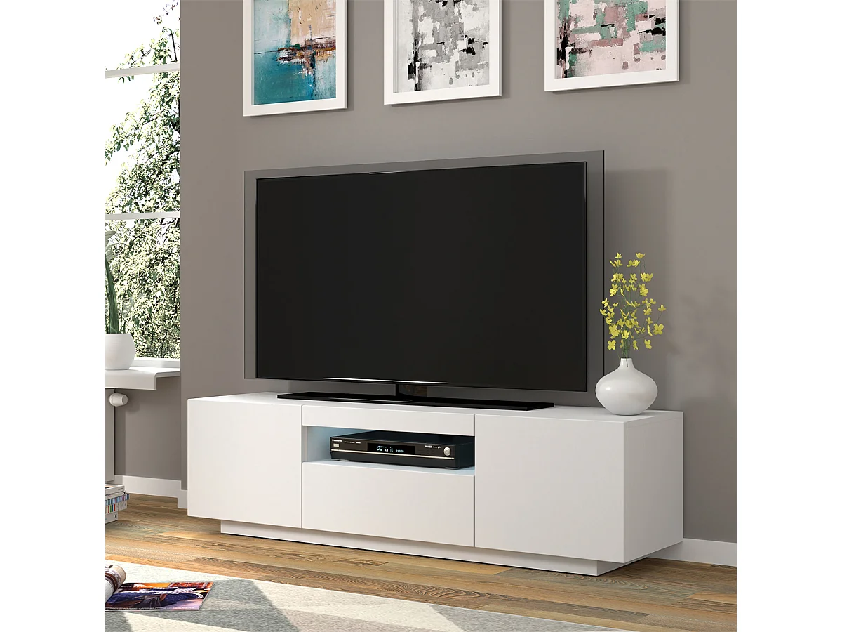 Aurus Wit 3-deurs LED TV-wandmeubel 150 cm