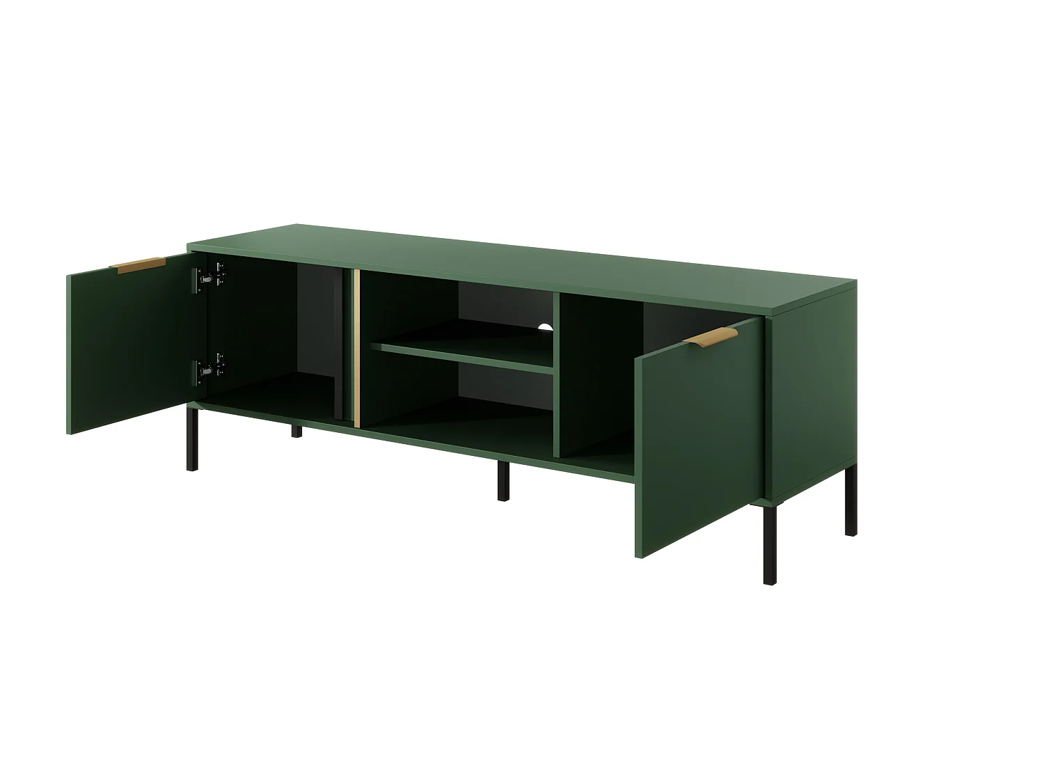 Table de télévision LARS RTV153 2D 154x40x54 Vert & Doré