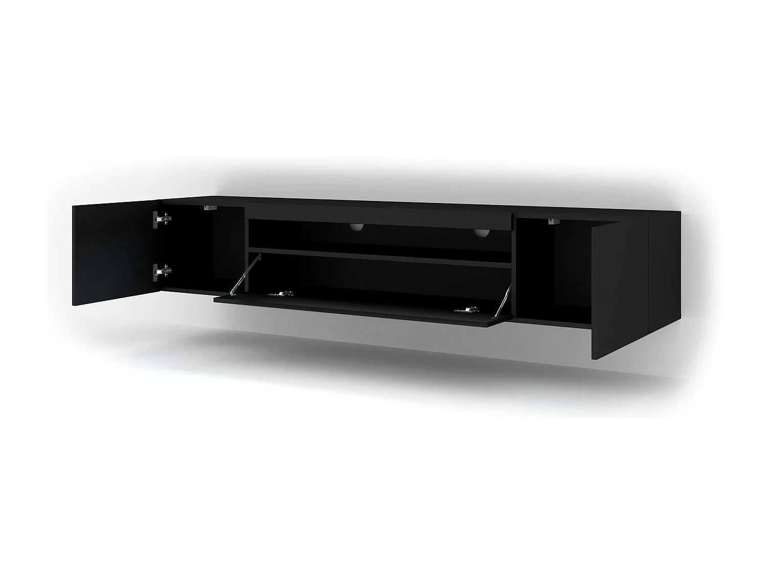 Table de télévision AURA 200x37x42 AUCUNE LED Noir
