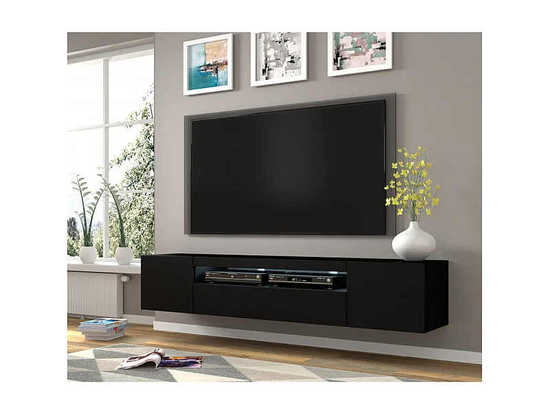 Tavolo TV AURA 200x37x42 NO LED Nero