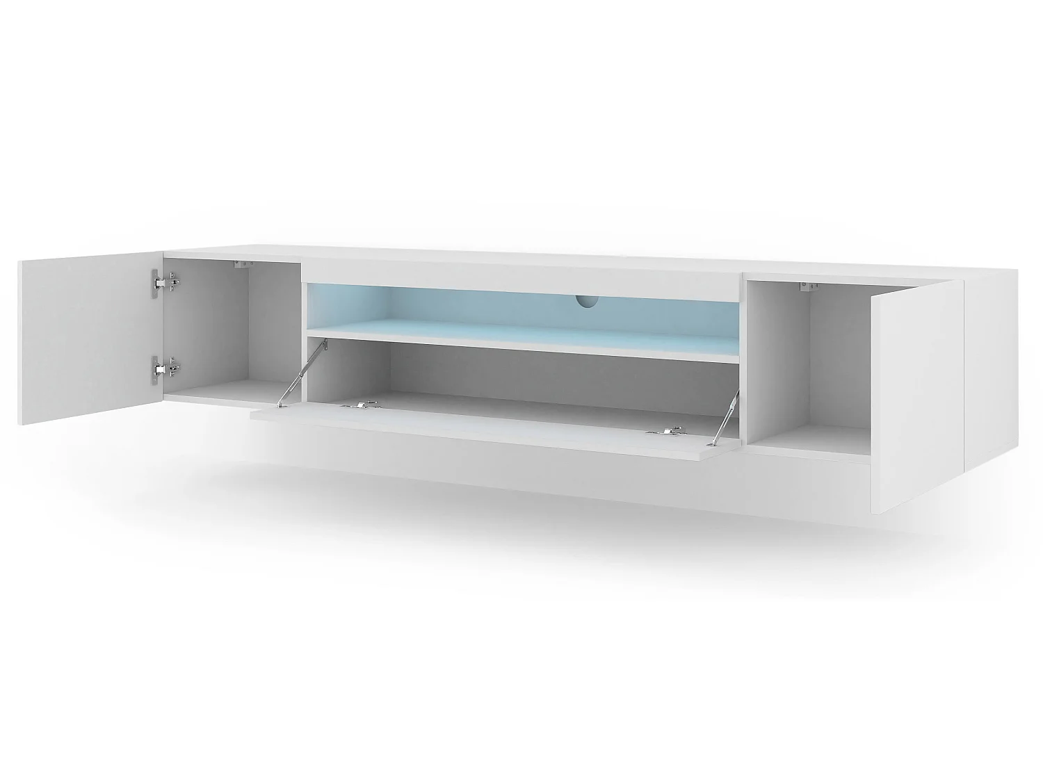 Třídveřová nástěnná skříňka Aurus White LED, 200 cm