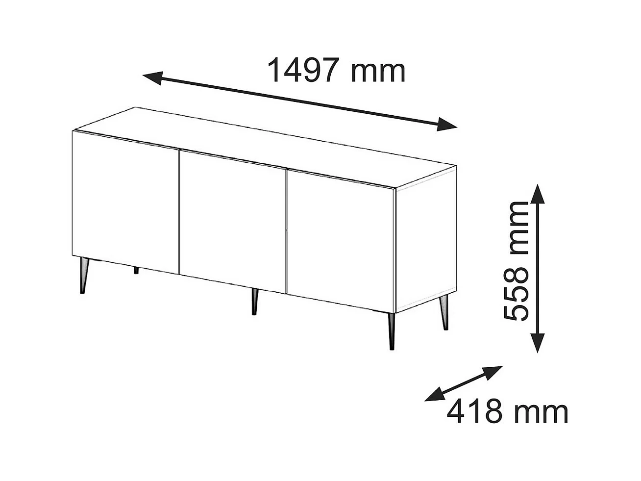 Fernsehtisch RavennaB 150x42x56 Schwarz