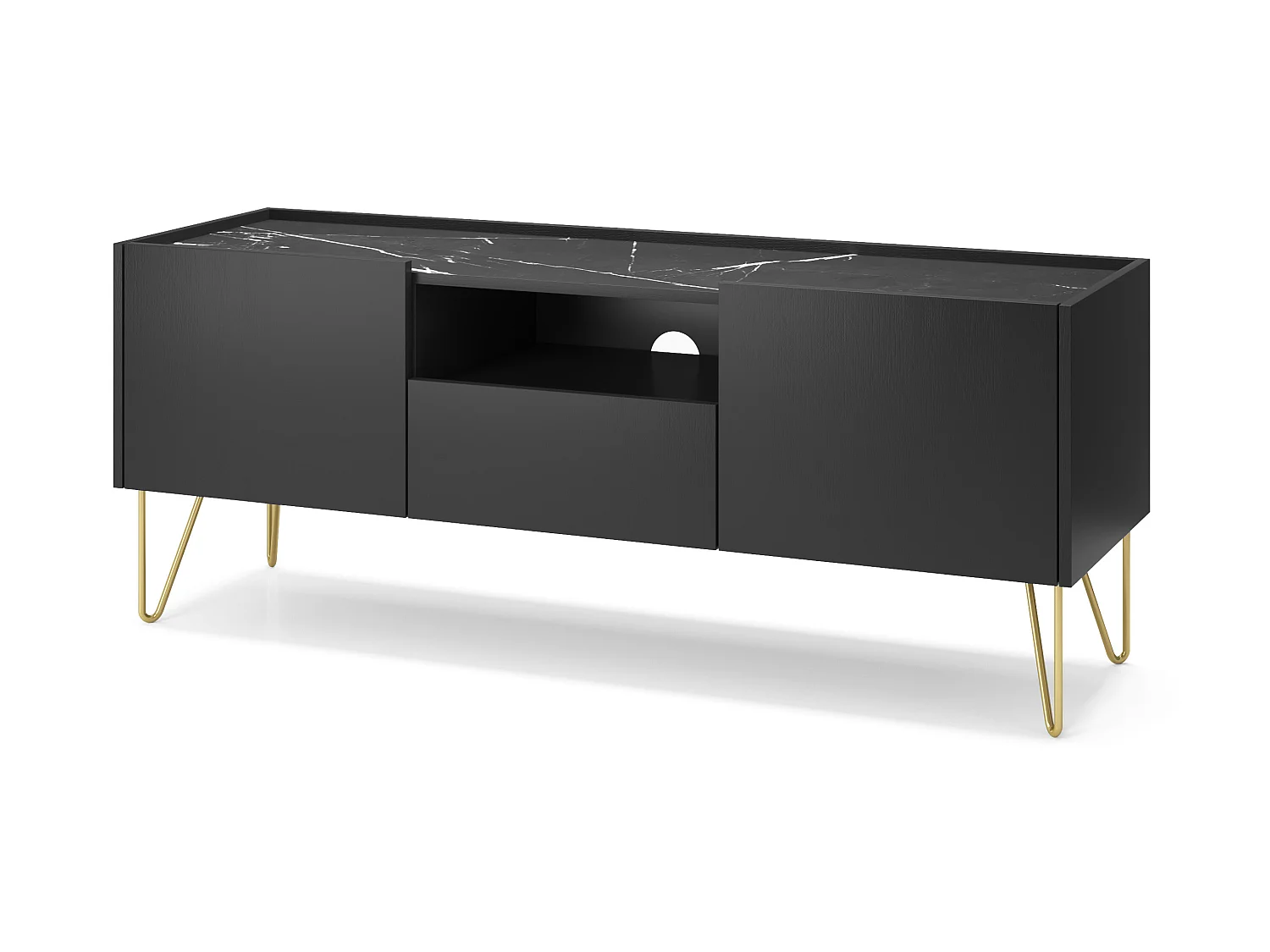 Table de télévision HARMONY RTV 144 144x37x55 Noir & Doré