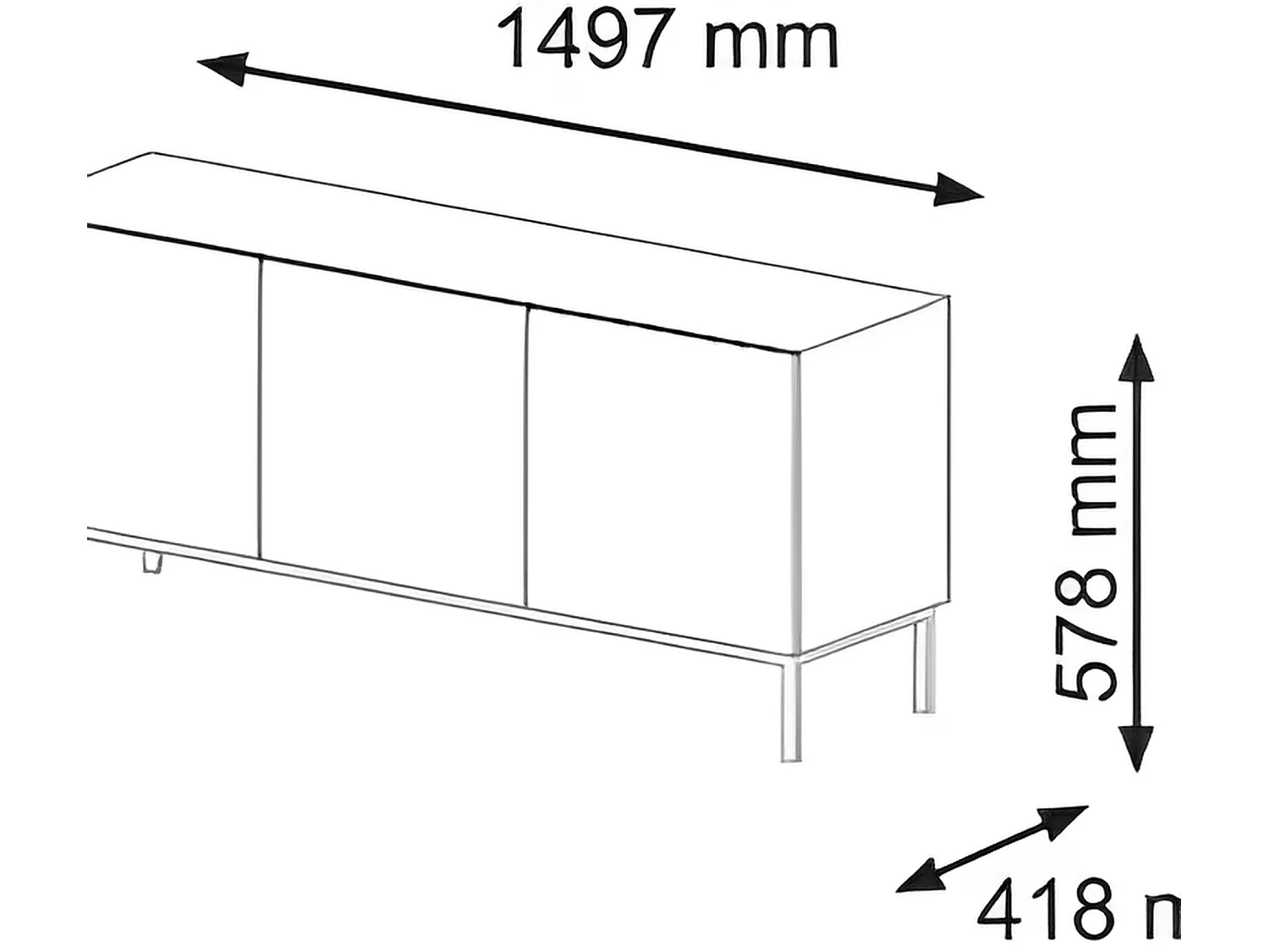 Tavolo TV RavennaC 150x42x58 Bianco & Oro