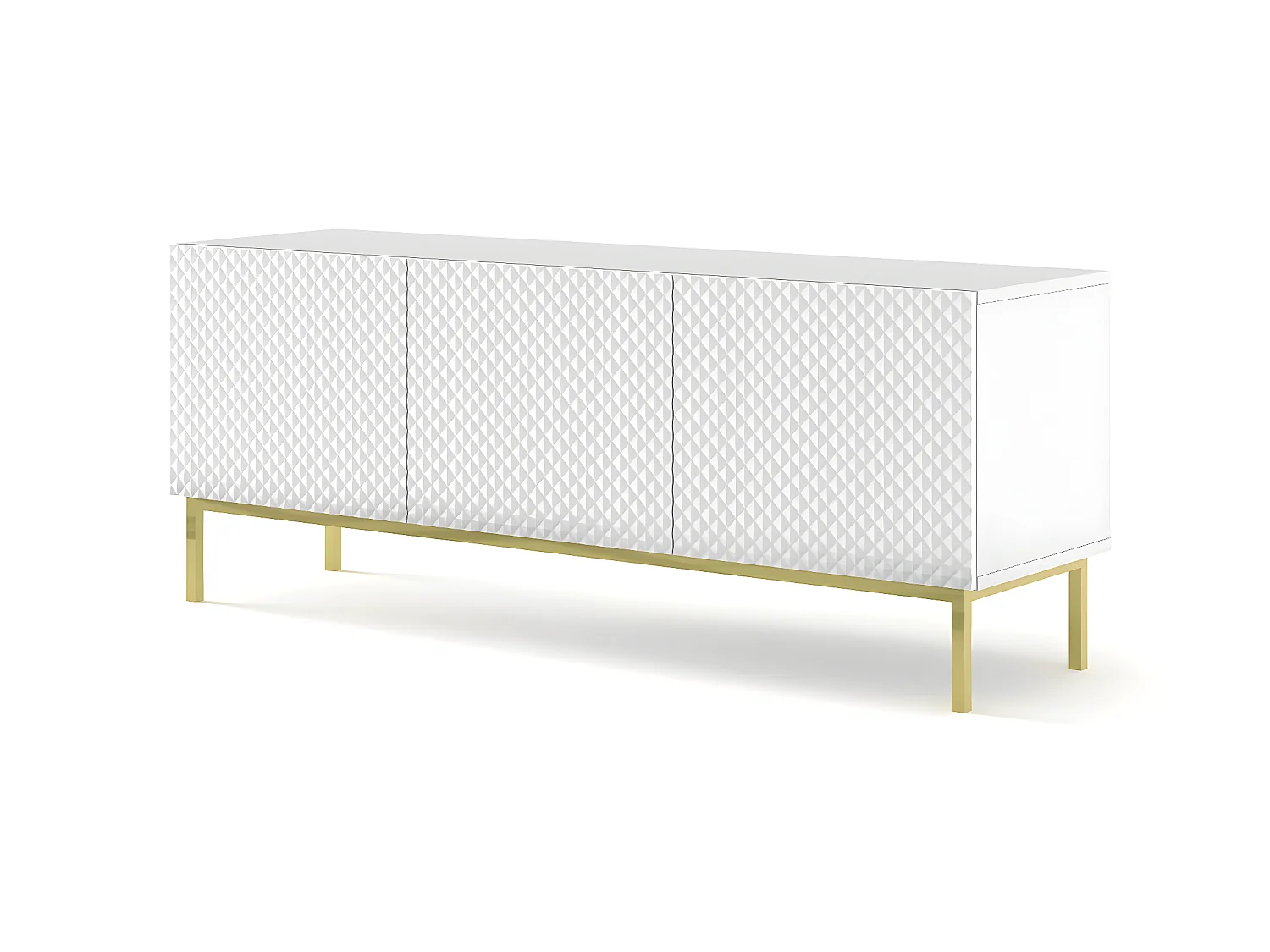 Table de télévision RavennaC 150x42x58 Blanc & Doré
