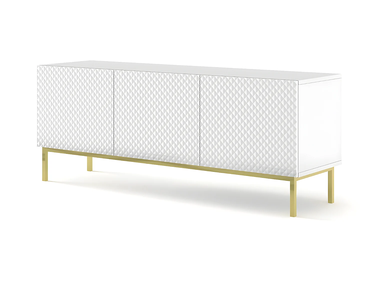 Mesa TV RavennaC 150x42x58 Blanco & Dorado