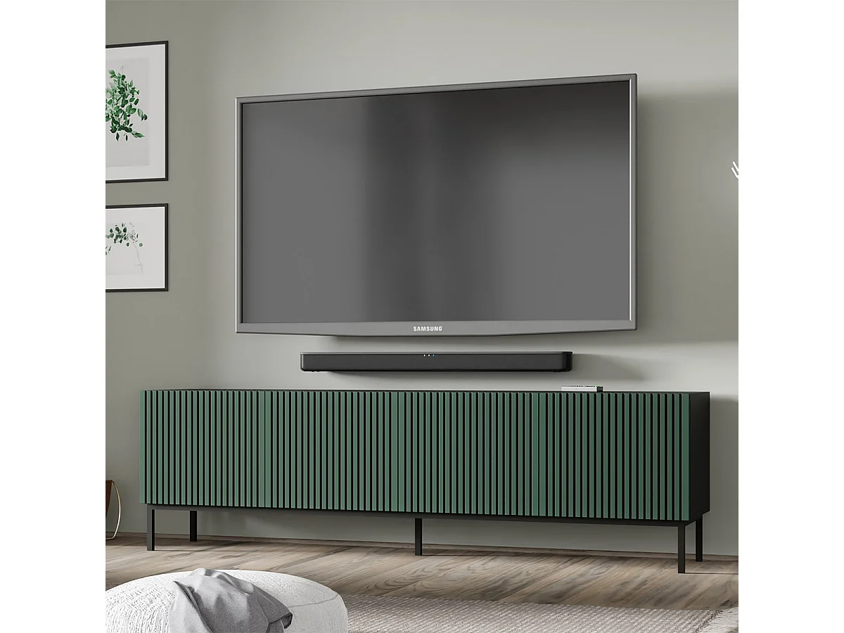 Table de télévision RavennaF 200x42x58 Noir & Vert & Doré