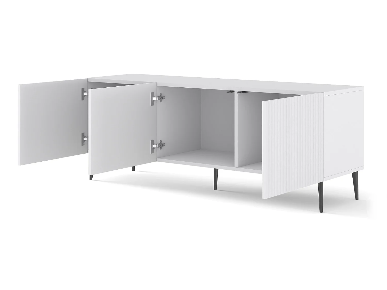 Table de télévision RavennaB 150x42x56 Blanc & Noir