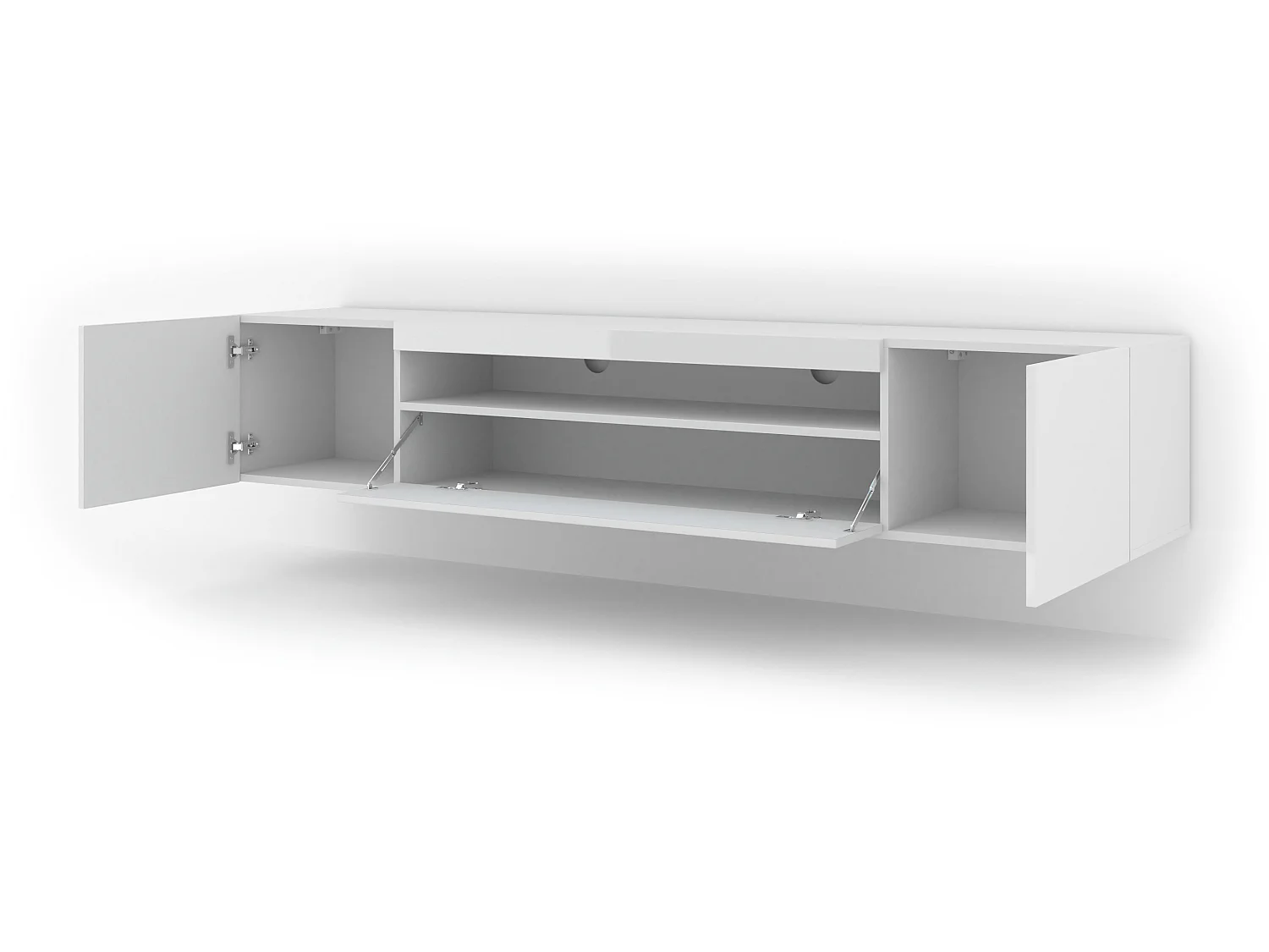Fernsehtisch AURA 200x37x36-42 KEINE LED Weiss