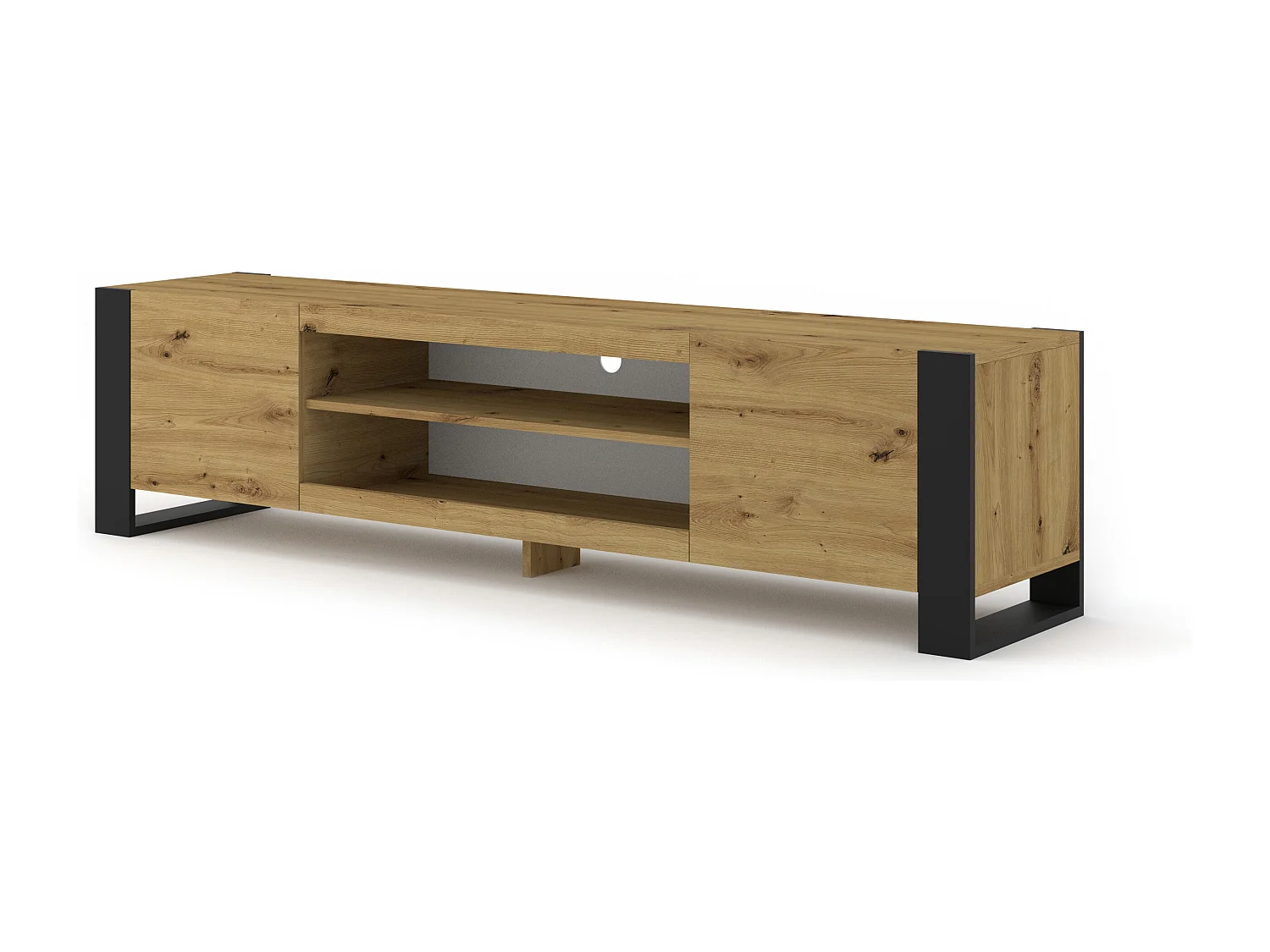Gani Wood en Zwart 2-deurs TV-meubel 188 cm