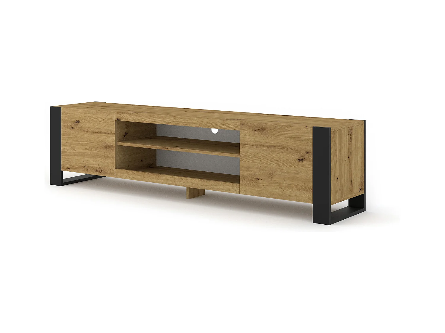 Table de télévision MONDI 188x40x47 Crème & Noir