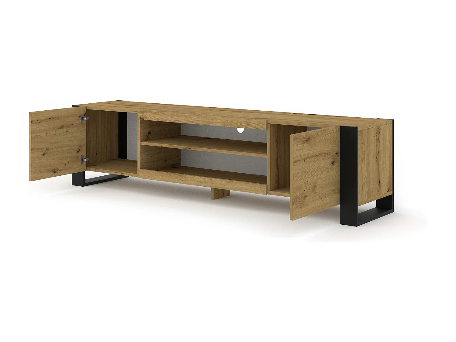 Gani Wood en Zwart 2-deurs TV-meubel 188 cm
