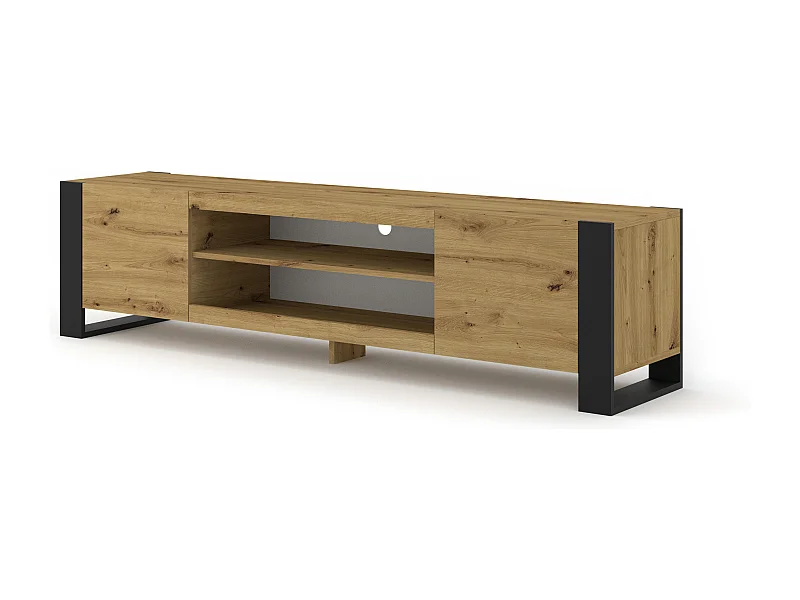 Gani Wood en Zwart 2-deurs TV-meubel 188 cm