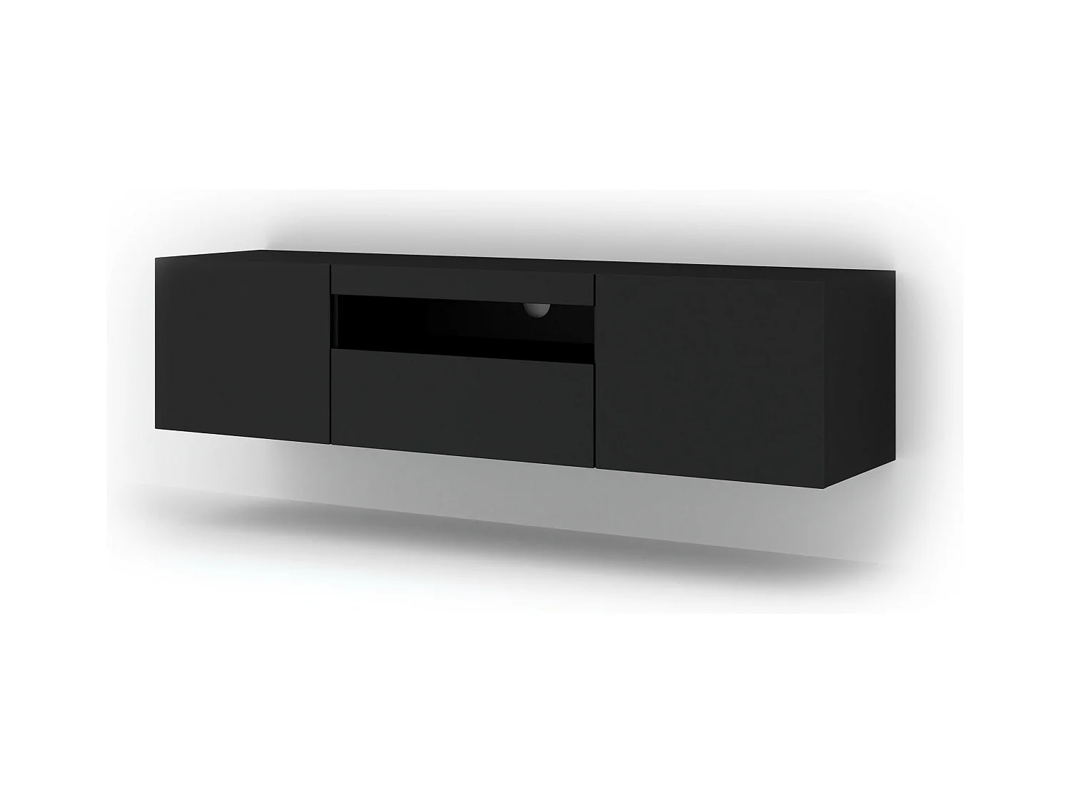 Table de télévision AURA 150x37x42 AUCUNE LED Noir