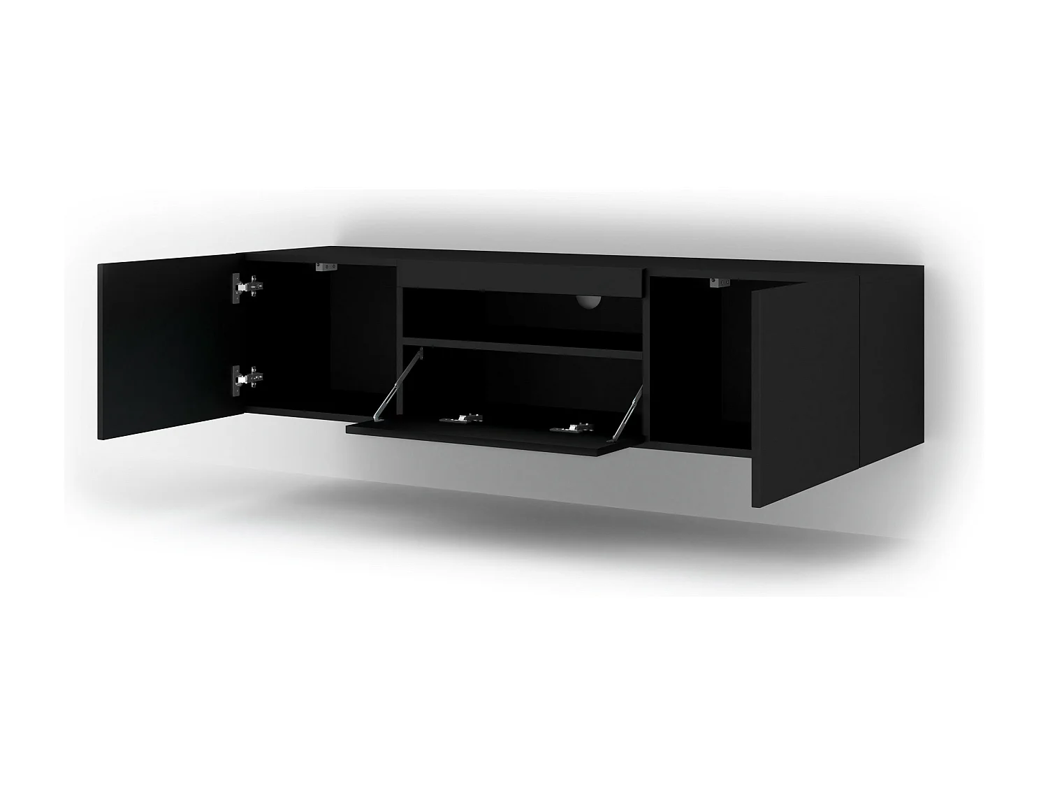 Table de télévision AURA 150x37x42 AUCUNE LED Noir