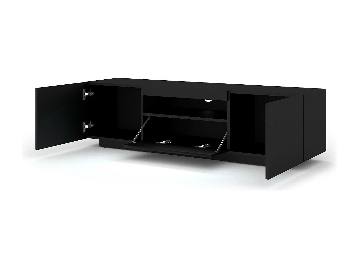 Table de télévision AURA 150x37x42 AUCUNE LED Noir