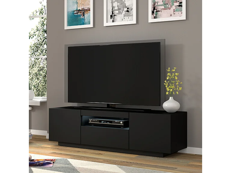 Table de télévision AURA 150x37x42 AUCUNE LED Noir