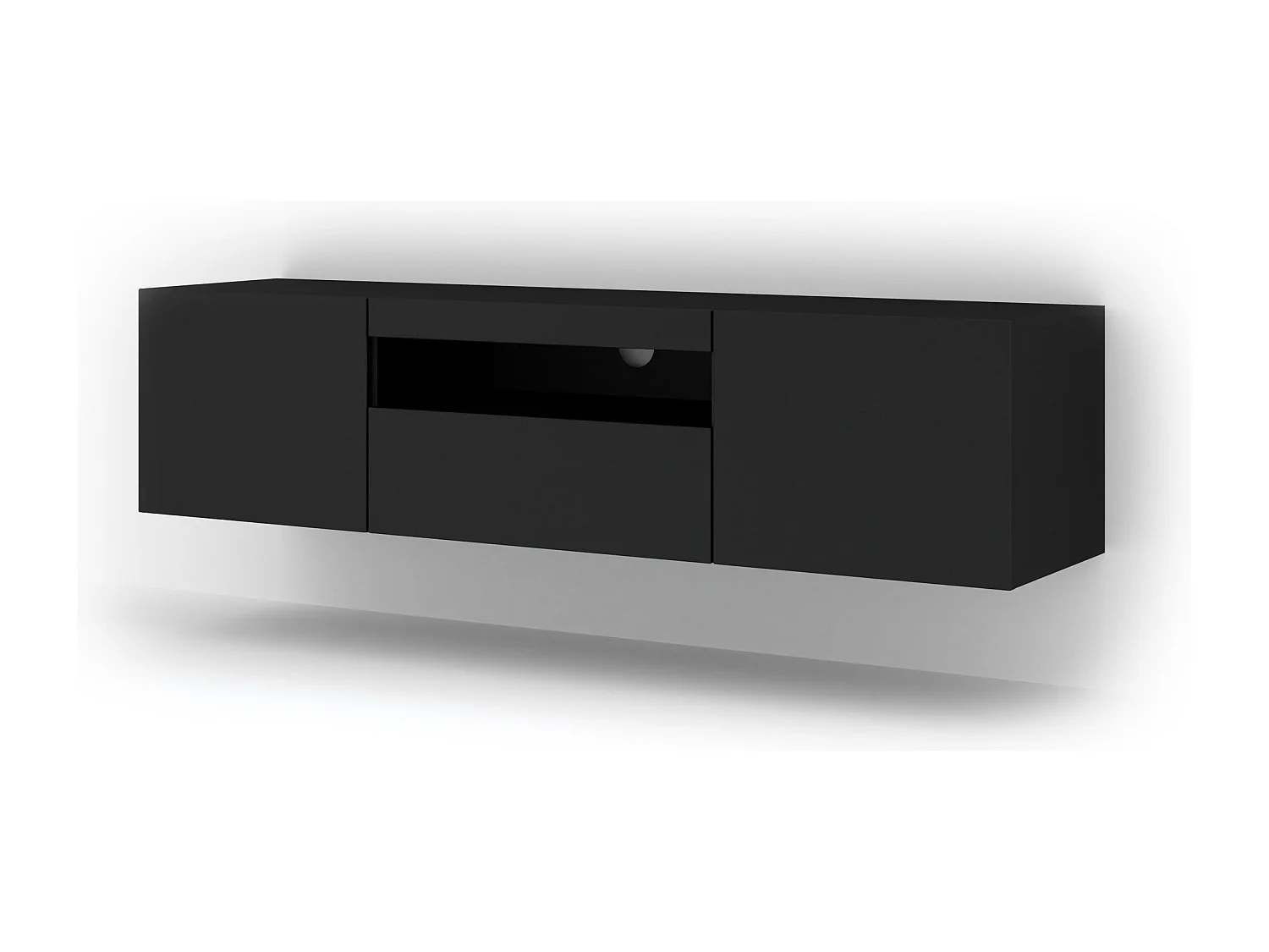 Aurus Zwart 3-deurs tv-element voor wandmontage 150 cm