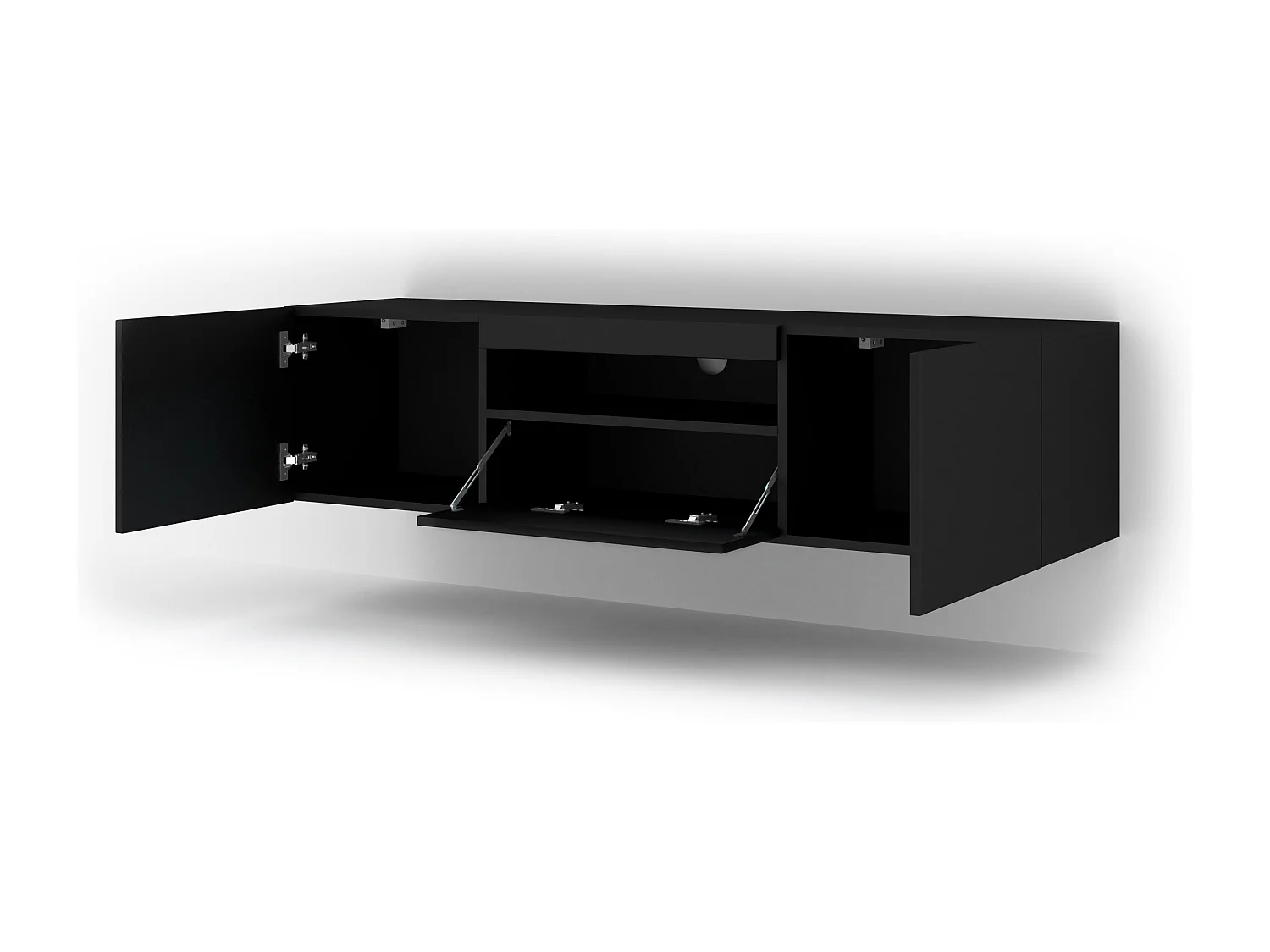 Aurus Zwart 3-deurs tv-element voor wandmontage 150 cm