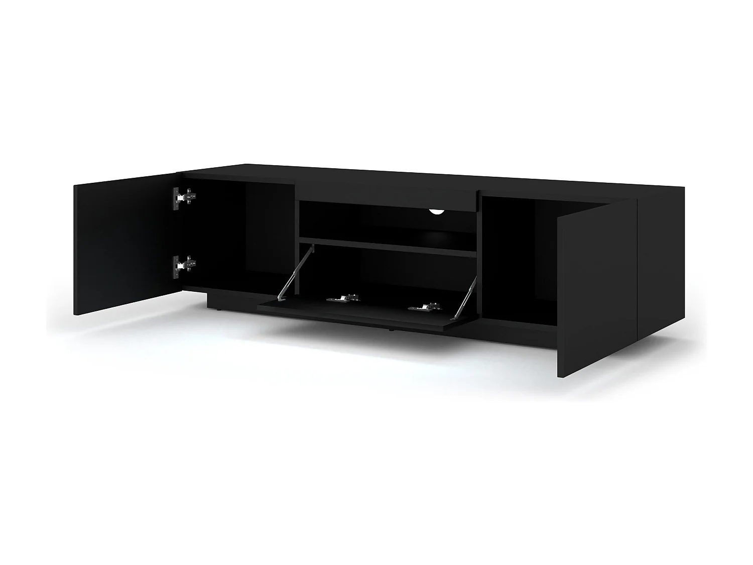 Aurus Zwart 3-deurs tv-element voor wandmontage 150 cm