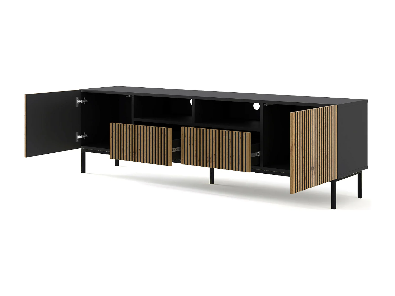 Tavolo TV RavennaF 200x42x58 Crema & Nero