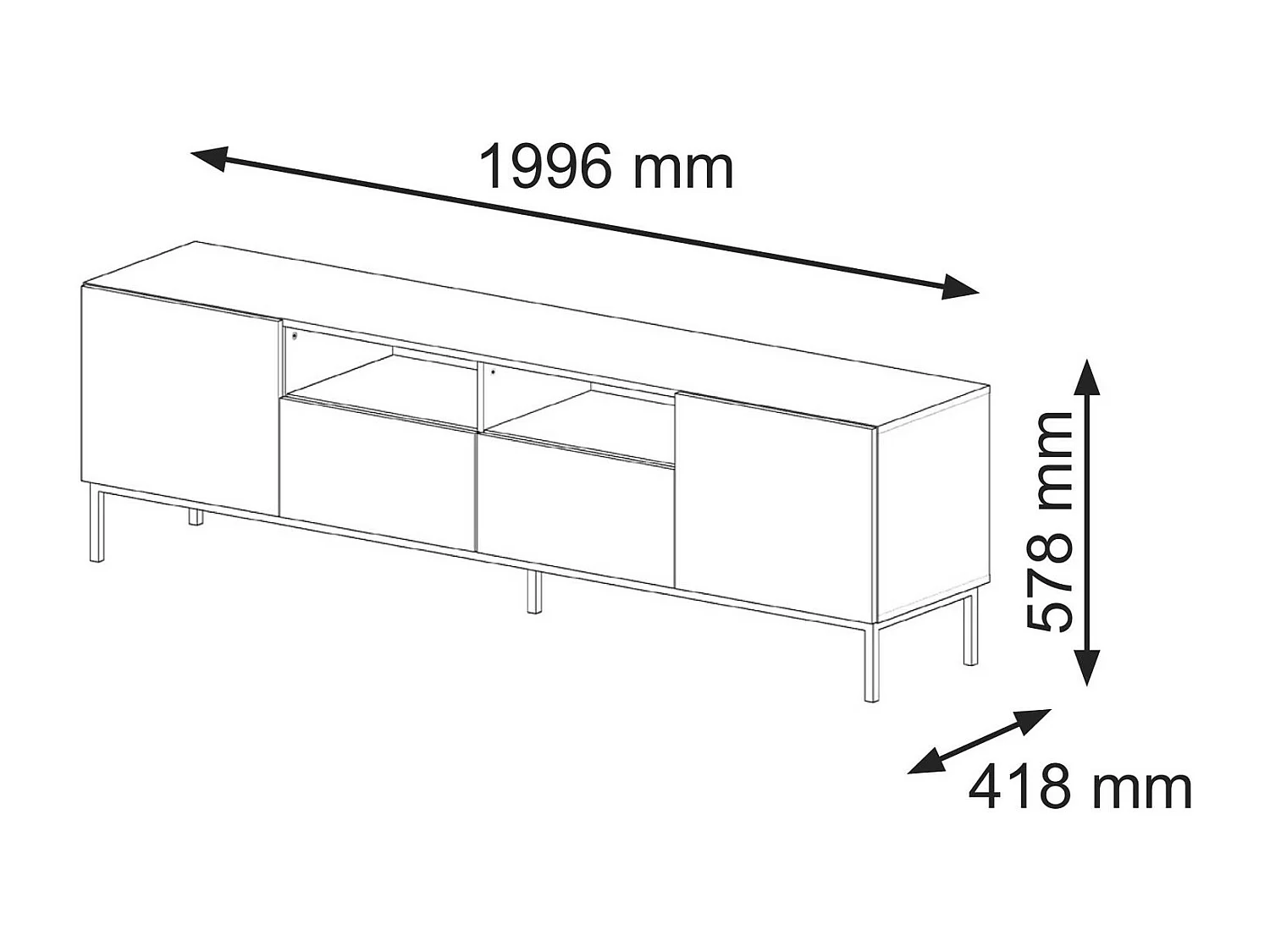 Tavolo TV RavennaF 200x42x58 Crema & Nero
