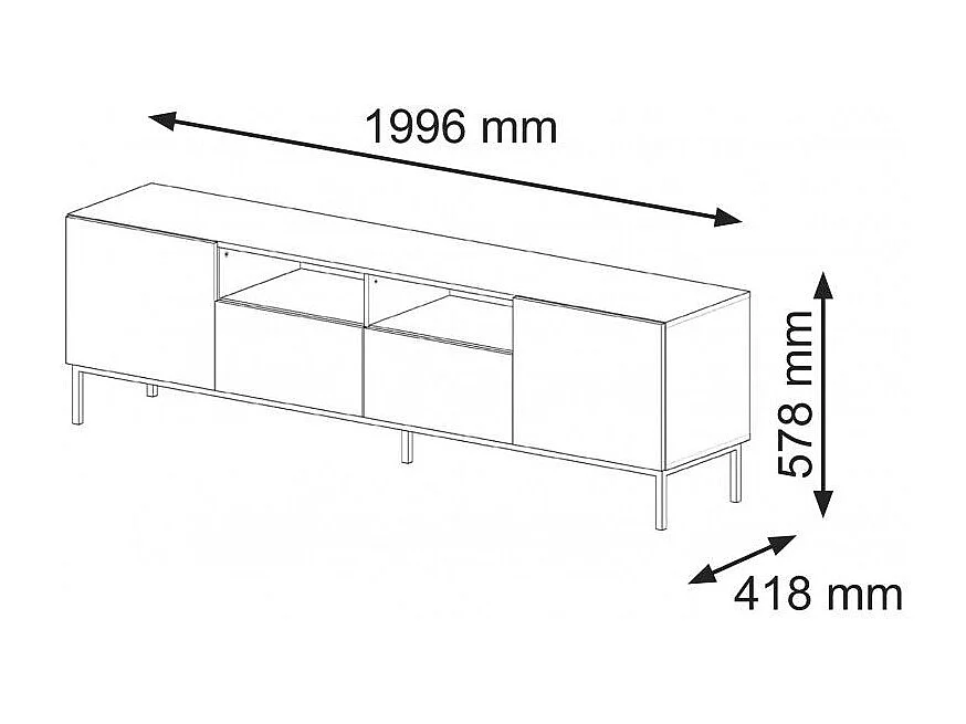 Tavolo TV RavennaF 200x42x58 Crema & Nero