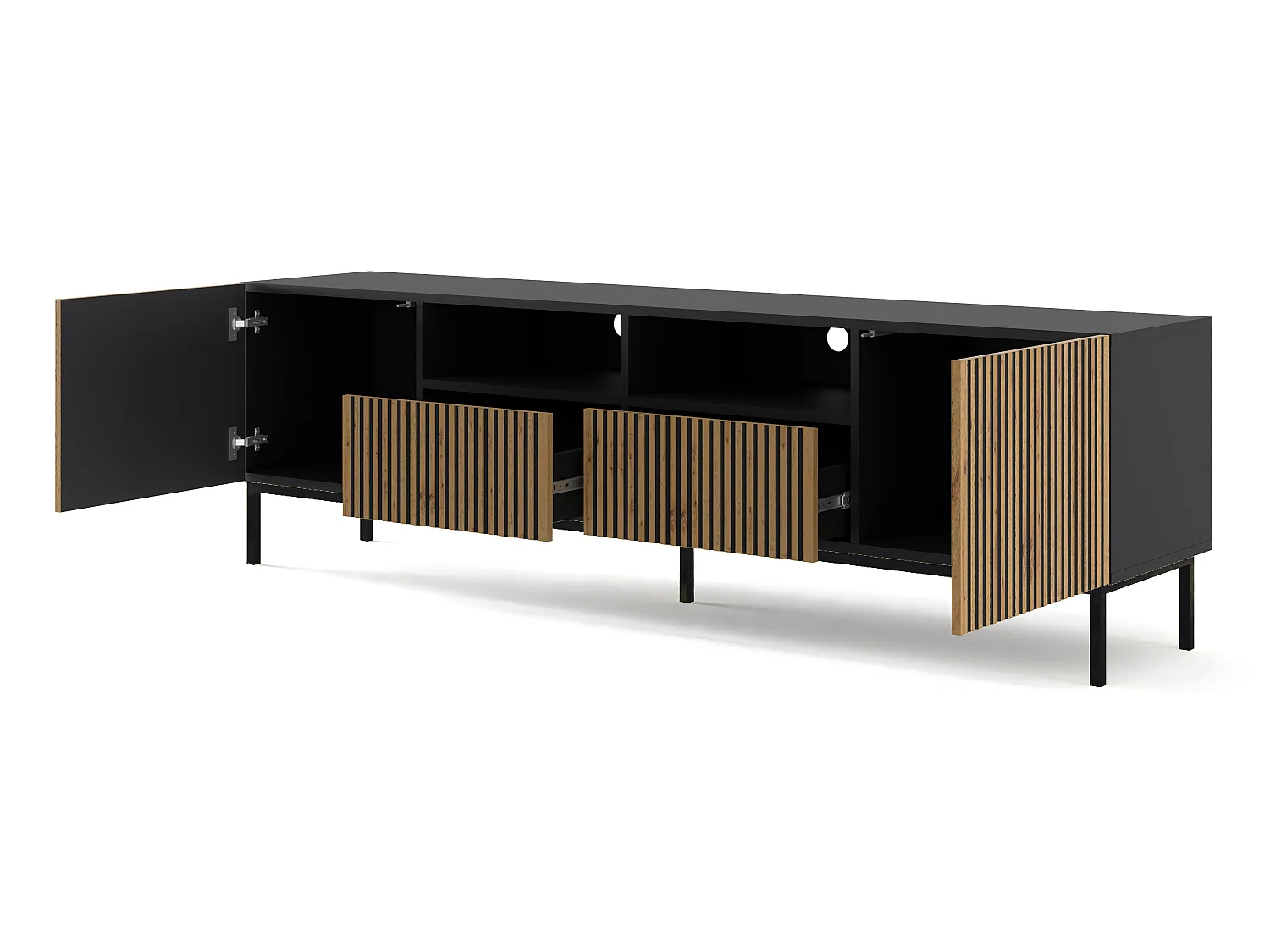 Mesa TV RavennaF 200x42x58 Crema & Negro