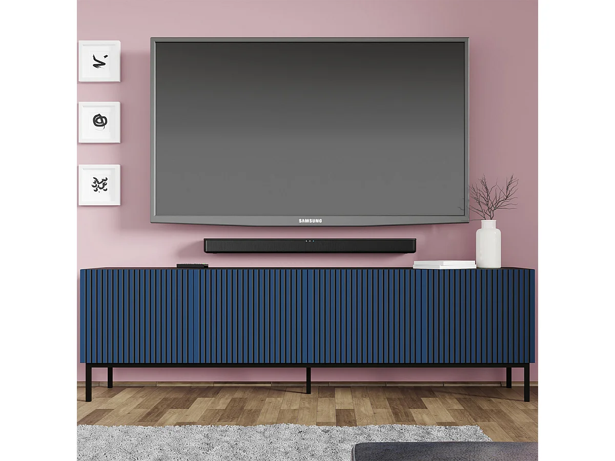 Mesa TV RavennaF 200x42x58 Negro & Azul rey