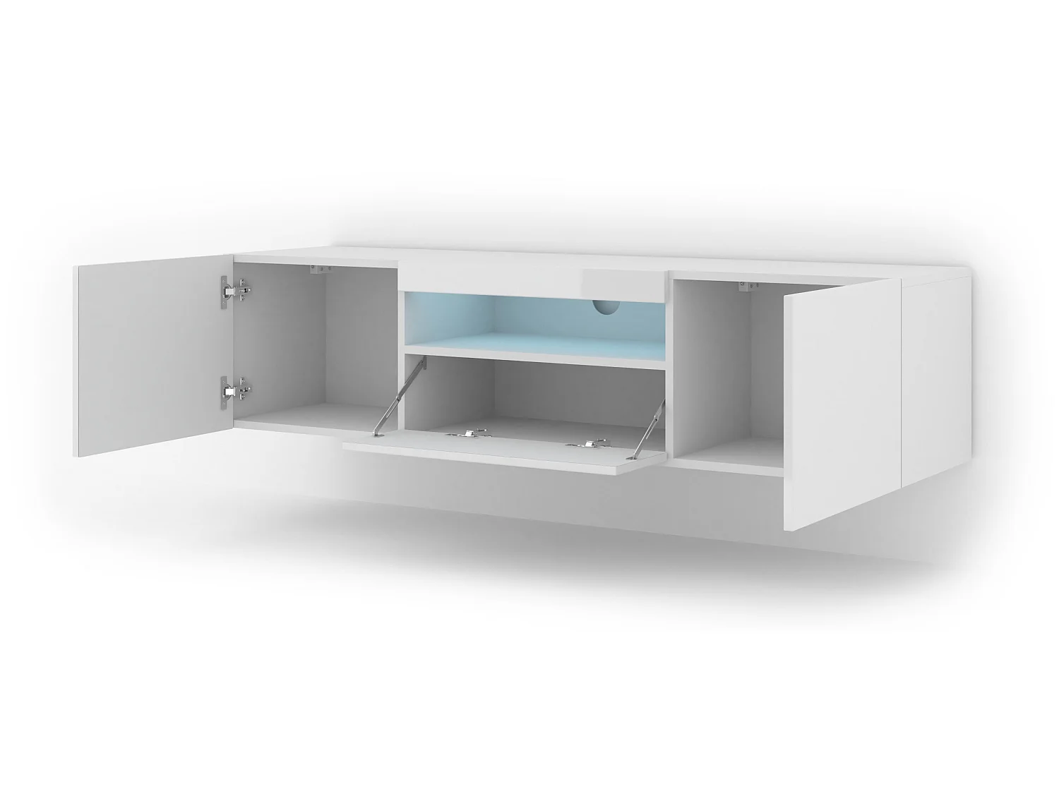 Table de télévision AURA LED 150x37x42 Blanc