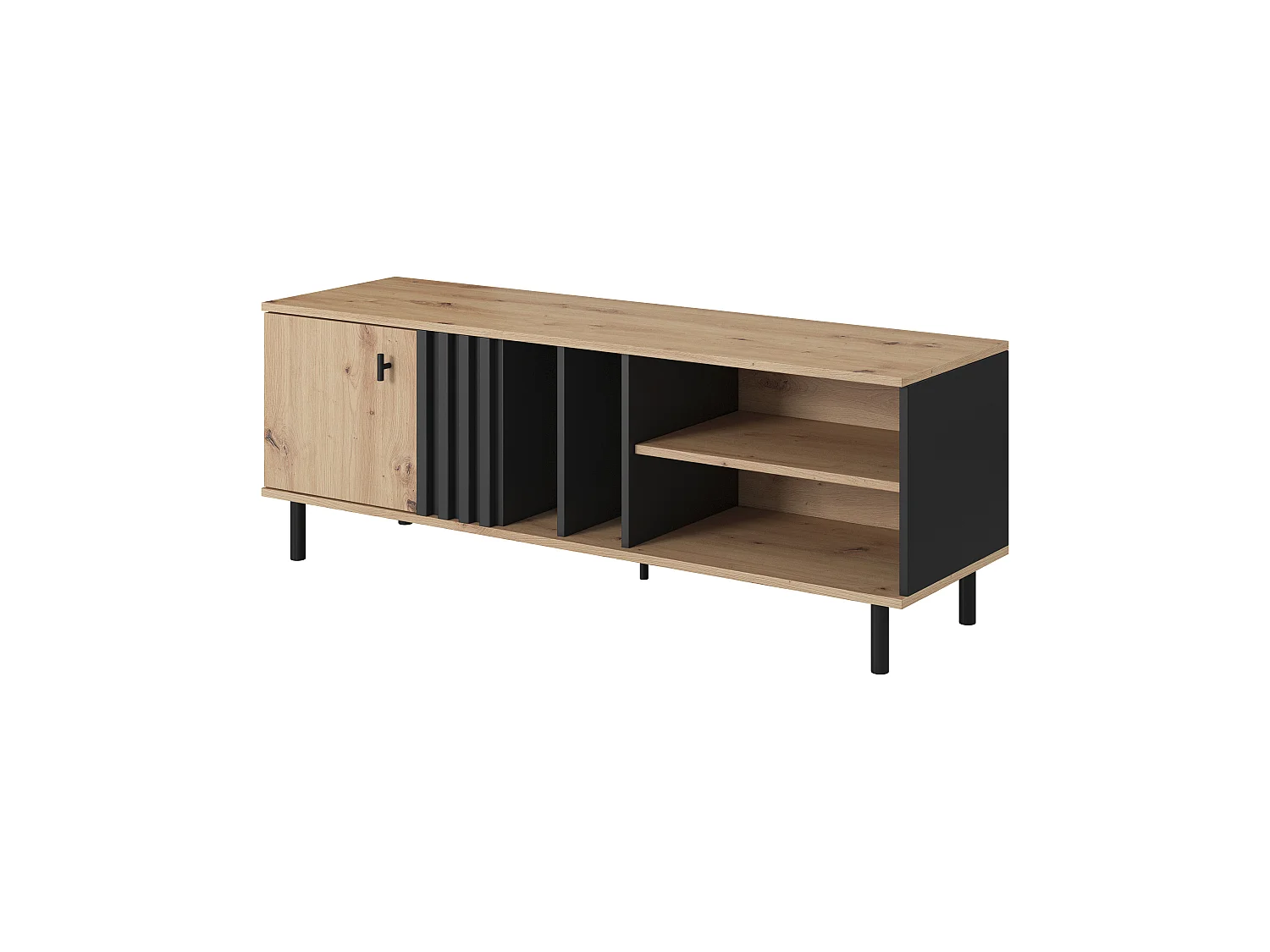 Table de télévision MADIS RTV138 139x40x50 Crème & Noir