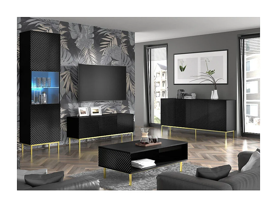 Tavolo TV RavennaC 150x42x56 Nero & Oro