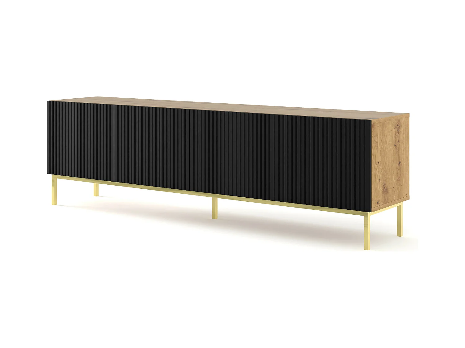 Table de télévision RavennaB 200x42x58 Crème & Noir & Doré